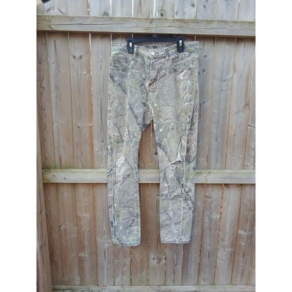 Distressed Camo Jeans Pants Men's Size 30 Skinny - Picture 1 of 4